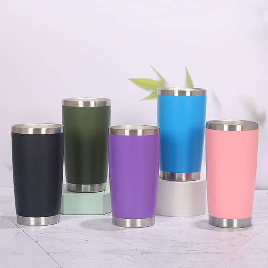 20oz Thermal Beer Mug Cups Stainless Steel Coffee Thermos Water Bottle Vacuum Insulated Leakproof With Lids Tumbler